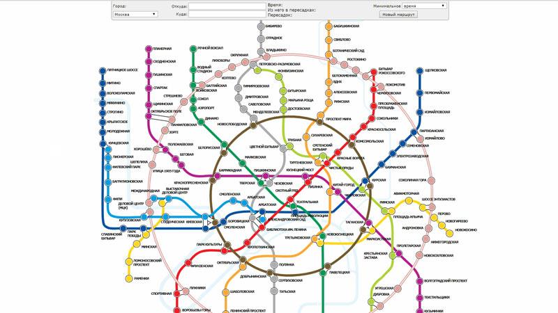 Интерактивная карта Москвы с расчетом времени
