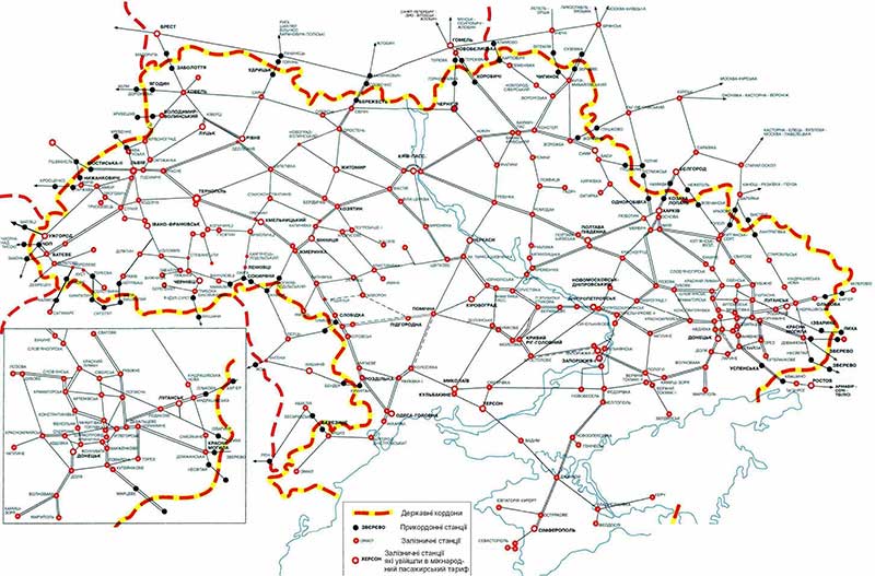 Карта железных дорог Украины – подробная