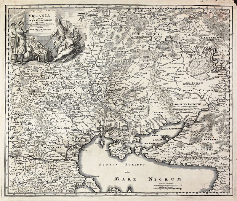 Большая подробная старинная карта Украины – 1720-го года
