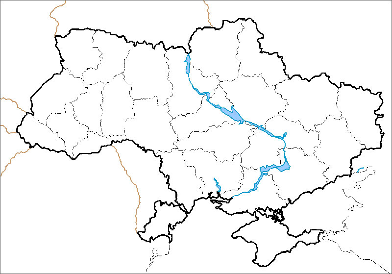 Политическая карта Украины - чистый шаблон