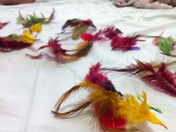 Ангельские перья необыкновенной раскраски остались после молитвы