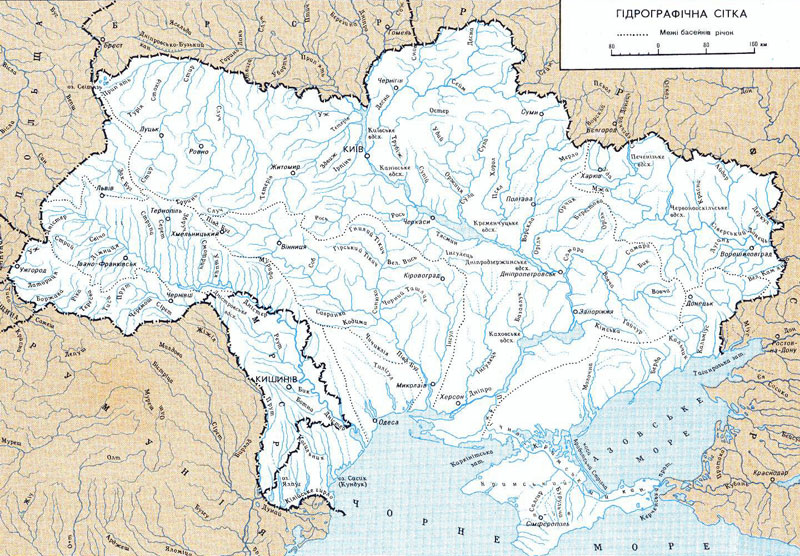 Детальная карта всех рек Украины