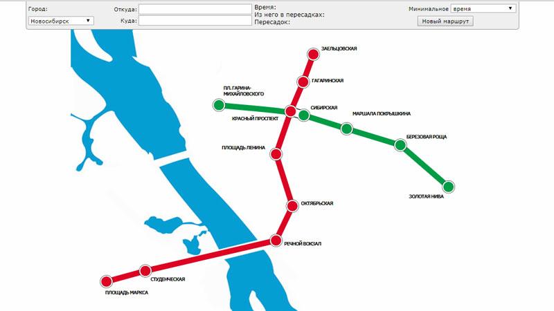 Интерактивная карта Новосибирска с расчетом времени