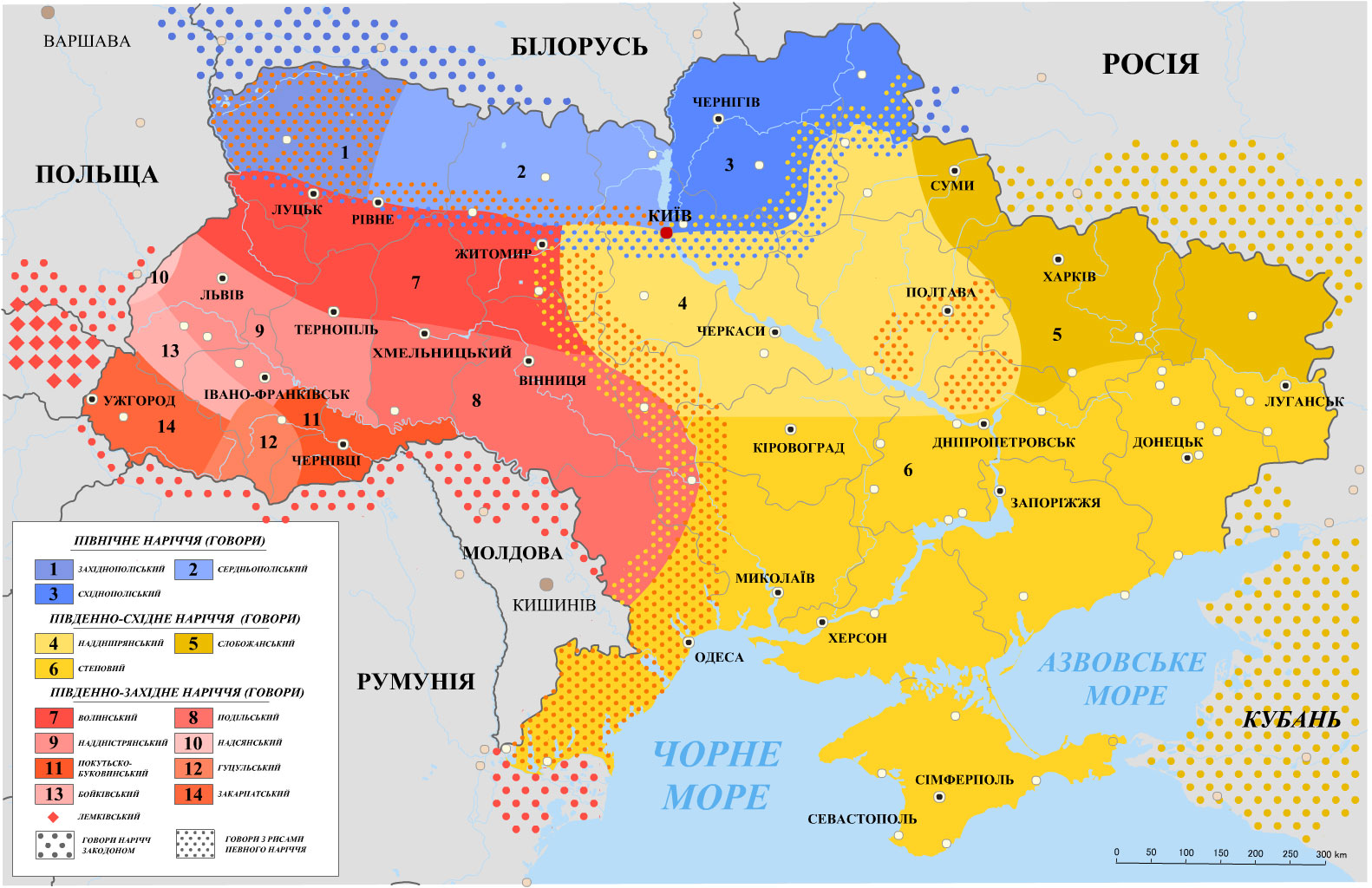 Языковая карта регионов Укрианы