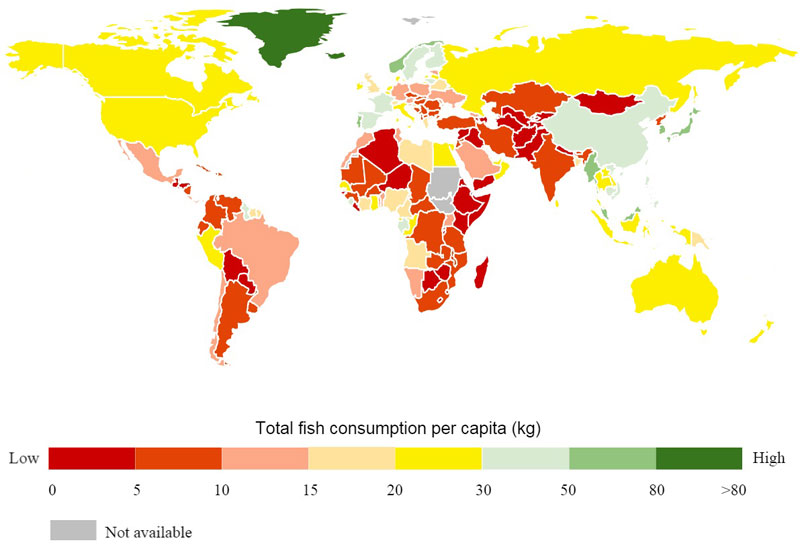 В каких странах сколько едят рыбы