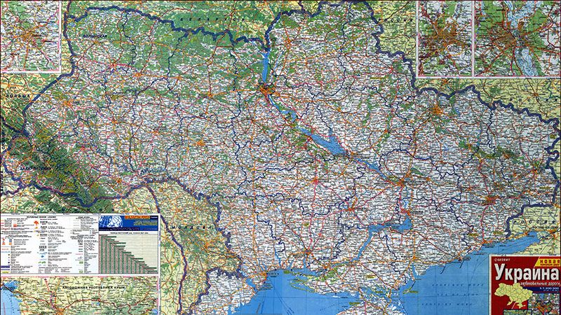 Административная карта Украины с городами, дорогами и аэропортами