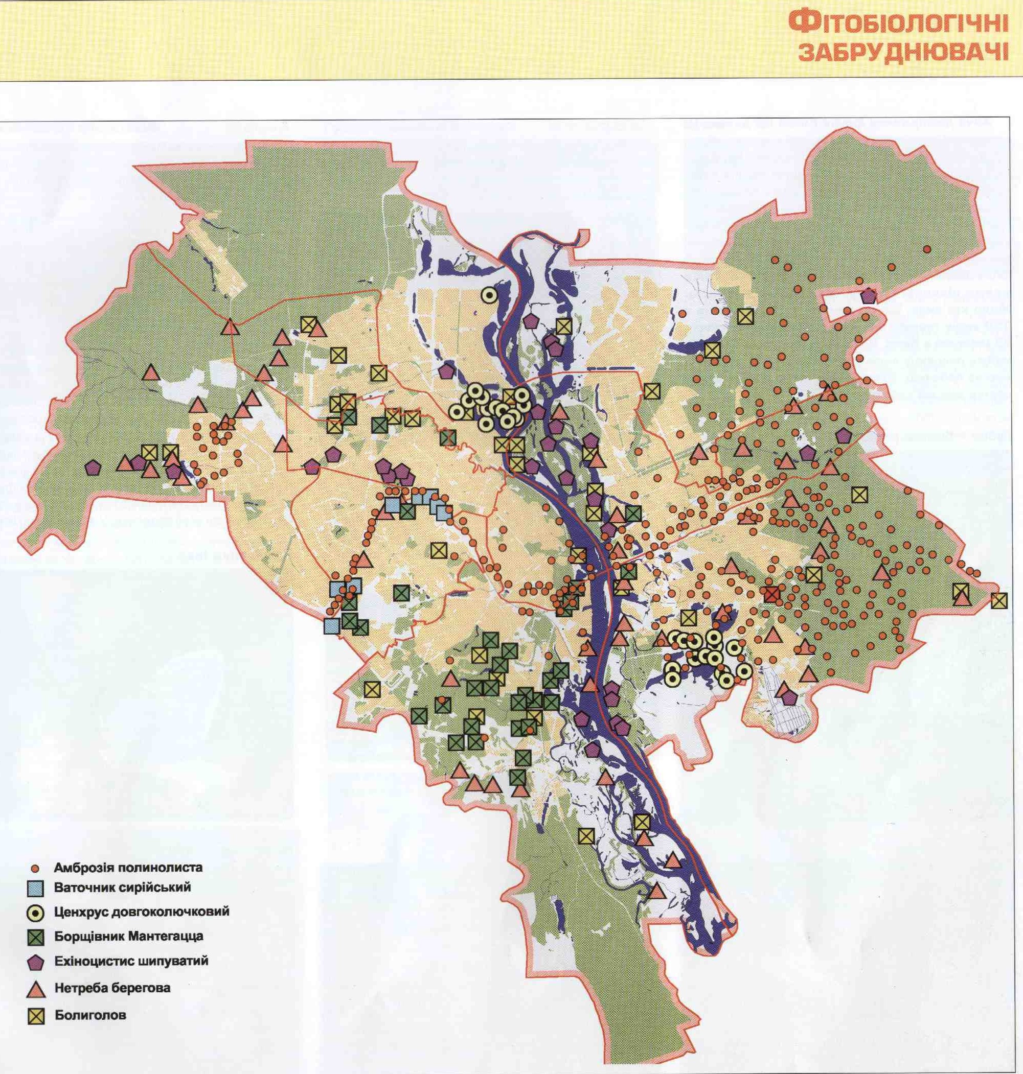 Карта фито-биологического загрязнения Киева