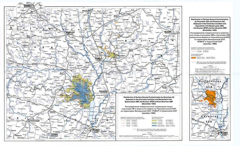 Карта загрязнения почвы цезием-137 в результате аварии на ЧАЭС