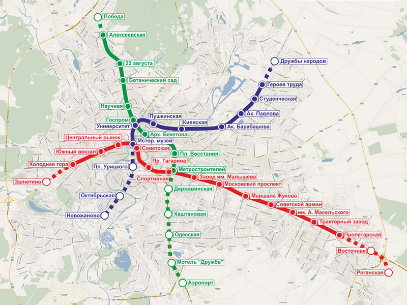 Схема метро Харькова (новая карта)