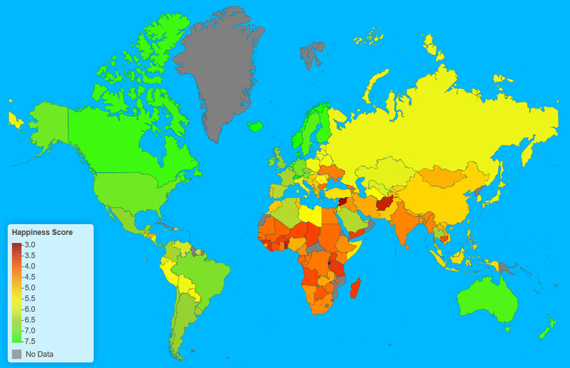 Насколько счастливы жители различных стран