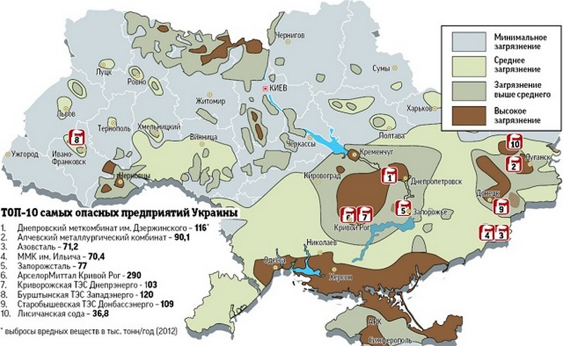 Топ-10 самых опасных предприятий Украины