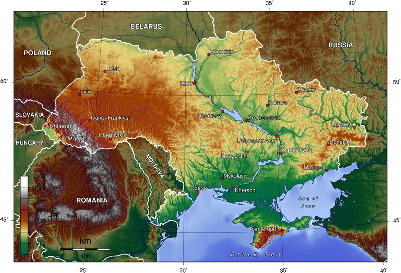 Топографическая карта Украины