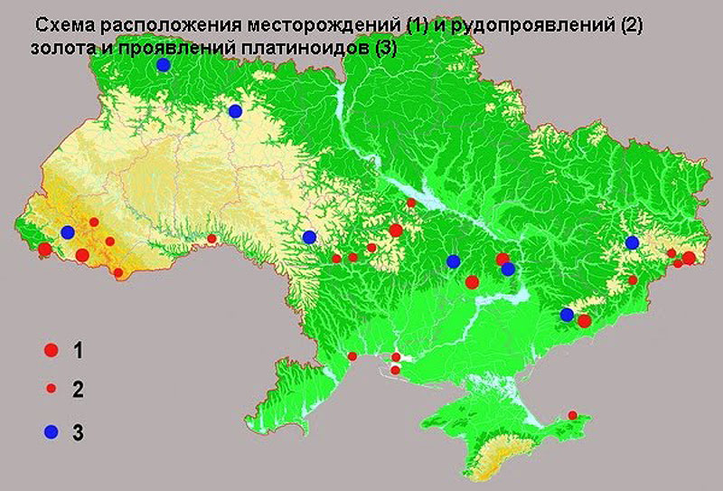 Карты и схемы, где можно найти и добывать золото в Украине