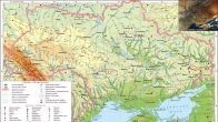 Большая подробная физическая карта Украины полезных ископаемых