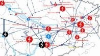 Карта расположения и соединения всех электростанций Украины