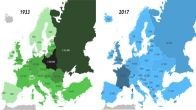 Количество евреев в странах Европы в 1933 и в 2017 годах