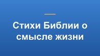 Стихи Библии о смысле жизни